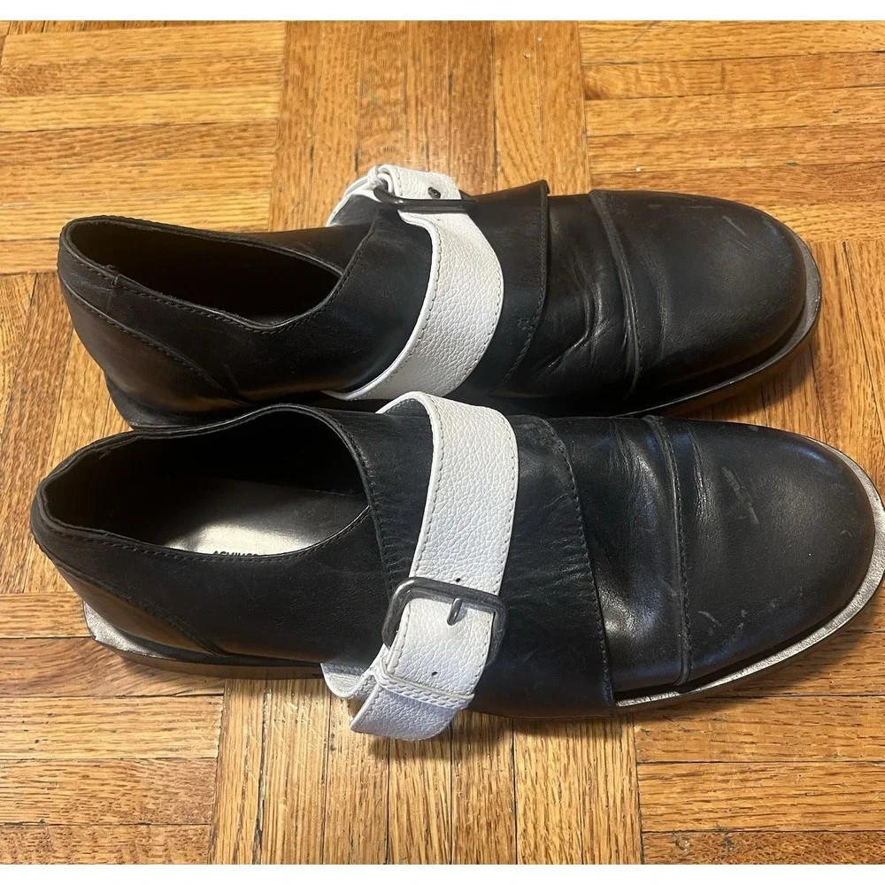 Achilles‎ Ion Gabriel Black Leather Strap Shoes Size 42 Avant-Garde Designer